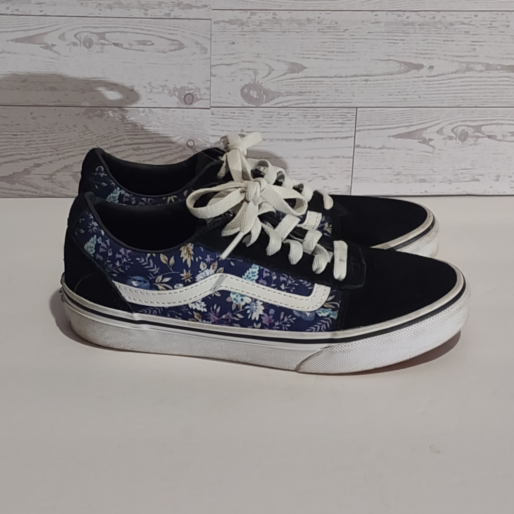 Vans Ward Moody Floral Black/Purple Low Skate Shoes Girls 4